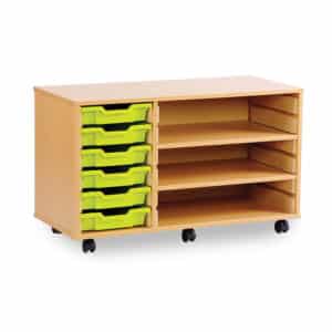 6/8 Tray Wide Unit - 2 Adjustable Shelves Open