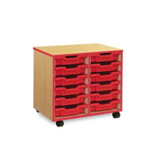 Coloured Edge Storage - 12 Shallow Tray Unit