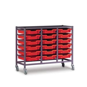 TecniStor Mobile Metal Trolleys - 3 column tray unit