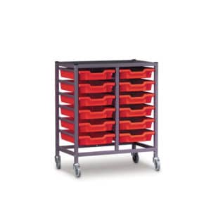 TecniStor Mobile Metal Trolleys - 2 column tray unit