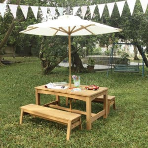 Outdoor Table With Stacking Benches
